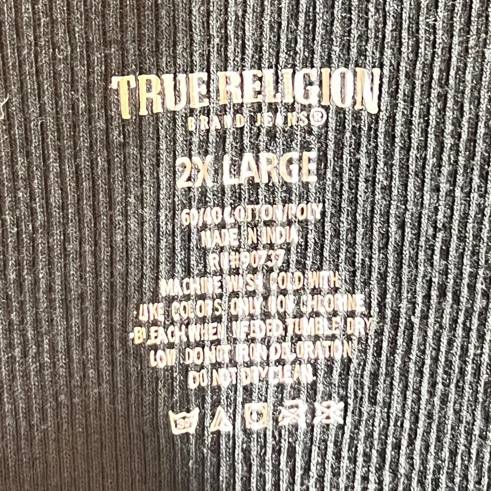 855‎ | True Religion Ribbed Racerback Logo Graphic Tank Top Black Mens 2XL